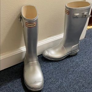Hunter boots silver